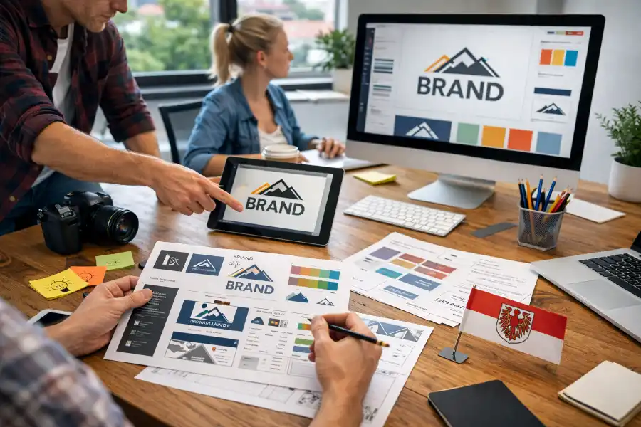 Grafikdesigner in Brandenburg entwickelt visuelle Strategien am Arbeitsplatz