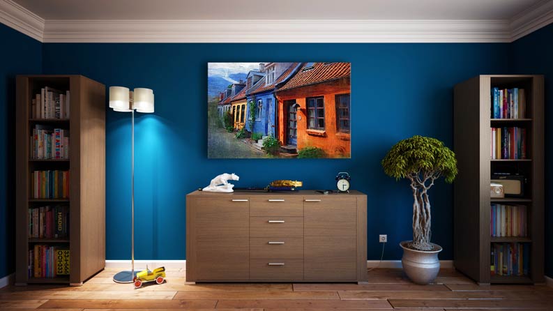Flachheizkörper als Bild an der Wand