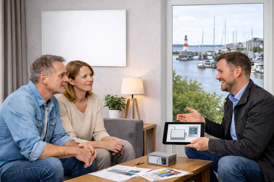 B&uuml;ro mit moderner Wand Infrarotheizung in Schleswig Holstein