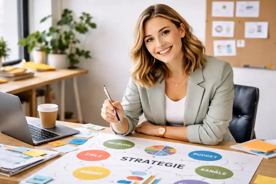 Strategische Auswahl von Werbestrategien mit Zielsetzung und Kanalplanung
