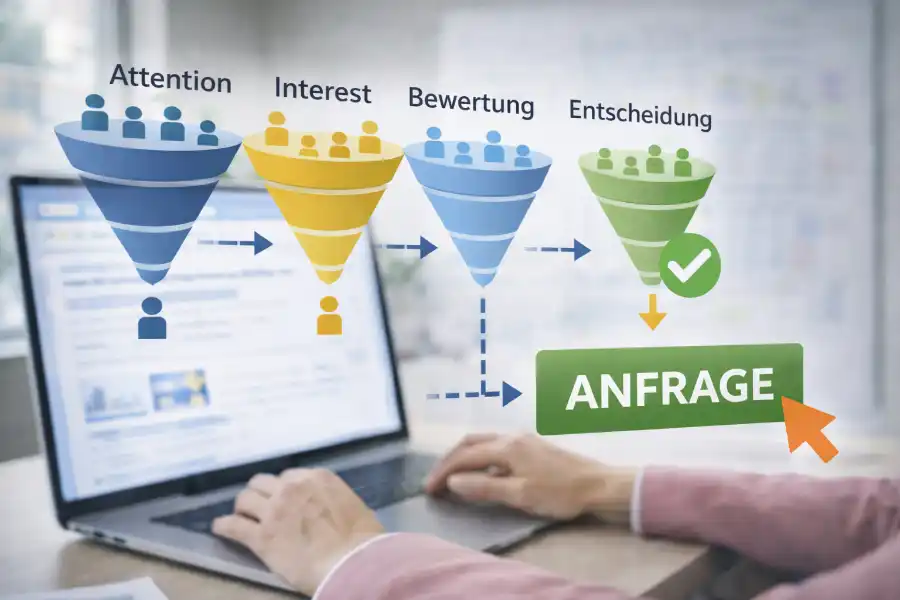 Symbolische Darstellung eines Call to Action im Marketingprozess