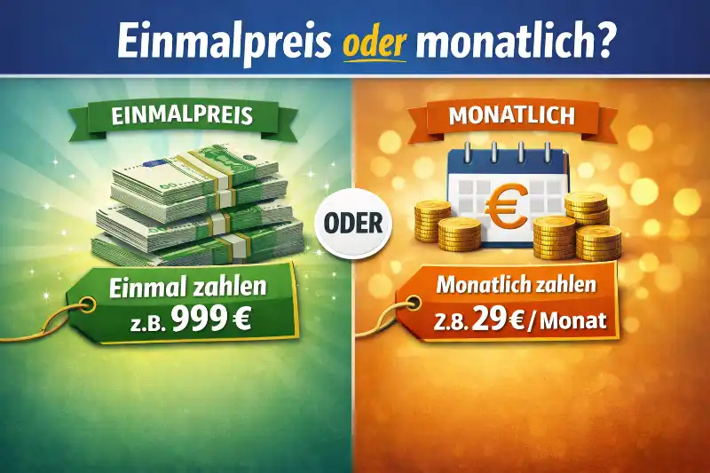 Vergleich Einmalpreis oder monatliche Kosten bei Dienstleistungen