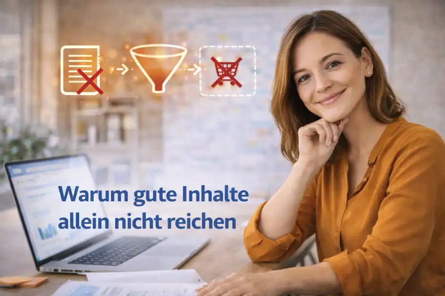 Unternehmerin erstellt hochwertige Inhalte ohne messbare Ergebnisse