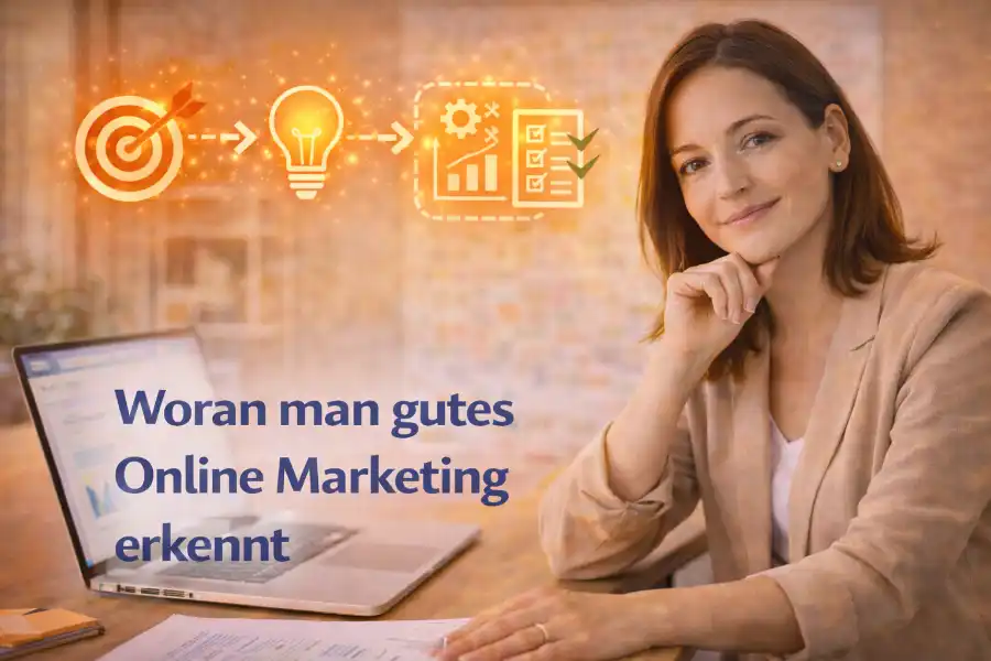 Unternehmerin bewertet die Qualität von Online Marketing Maßnahmen