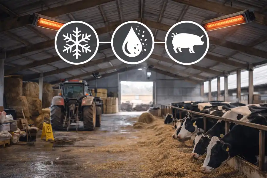 Hallenheizung in einer landwirtschaftlichen Halle mit landwirtschaftlicher Nutzung