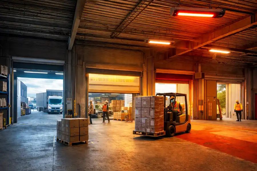 Hallenheizung bei häufig geöffneten Hallentoren