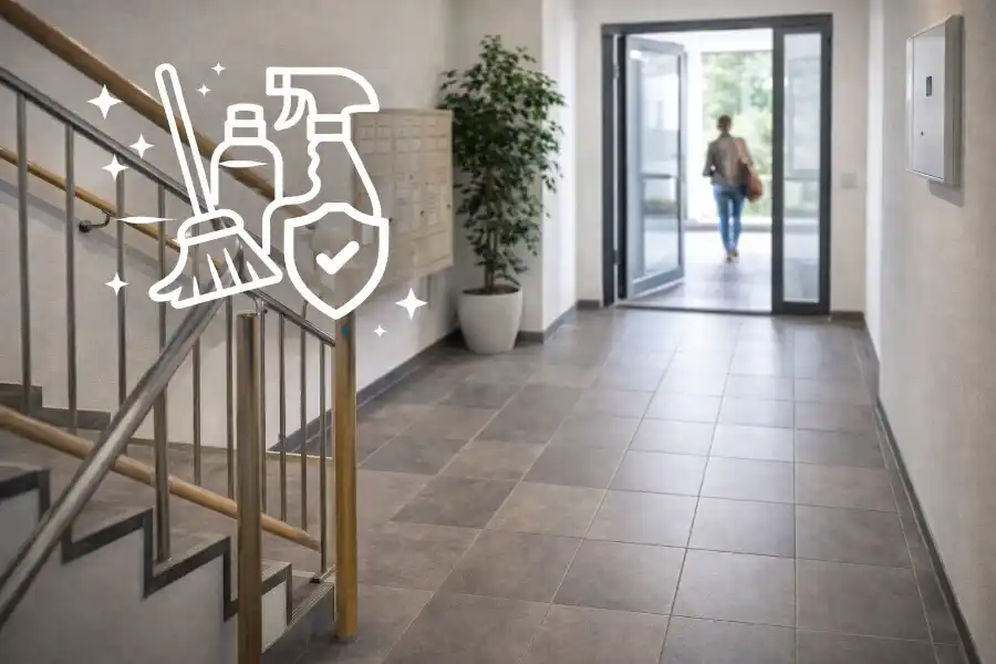 Gepflegte Gemeinschaftsflächen in einem Mehrfamilienhaus