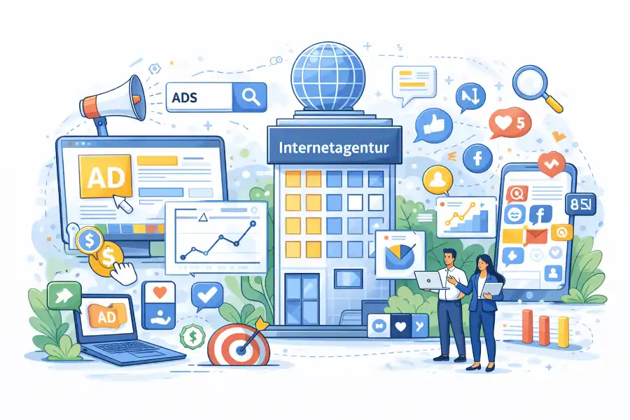 Symbolische Darstellung von Internetwerbung und Internetagentur