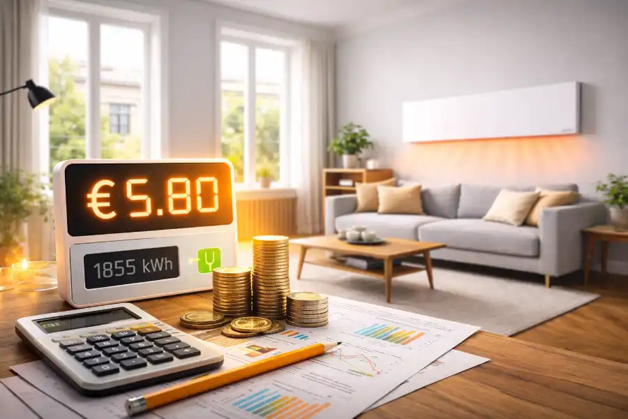 Alltagssituation mit Infrarotheizung und Stromverbrauch im Wohnraum