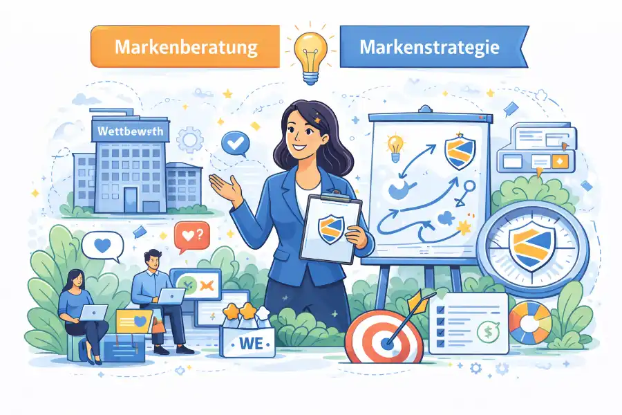 Symbolische Darstellung von Markenberatung und Markenstrategie