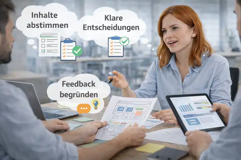 Auftraggeber arbeitet aktiv an einem Webdesign Projekt mit