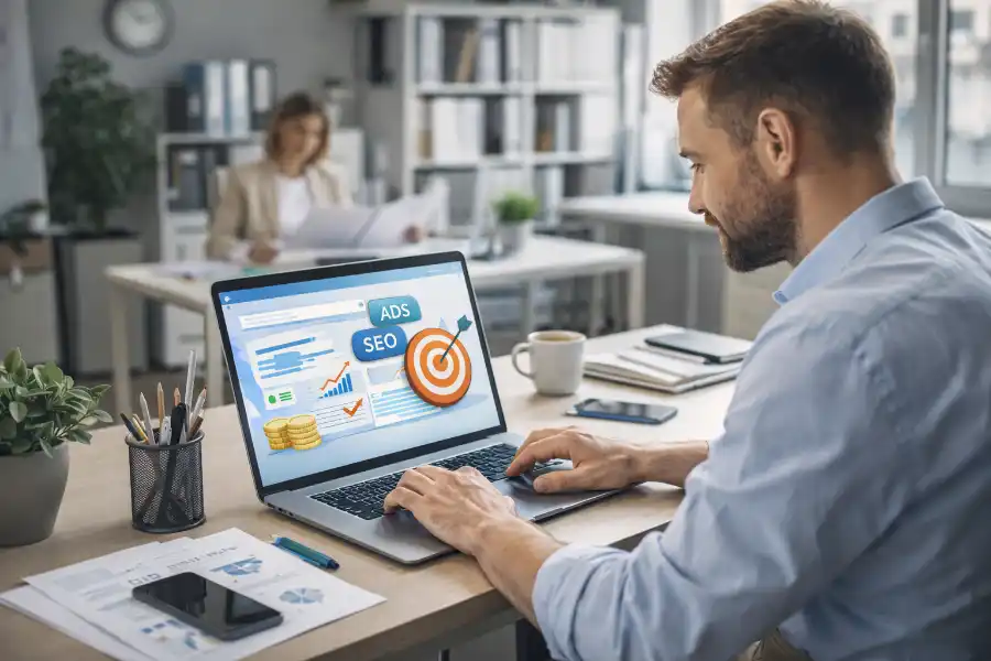 Kleines Unternehmen arbeitet gezielt am Online Marketing