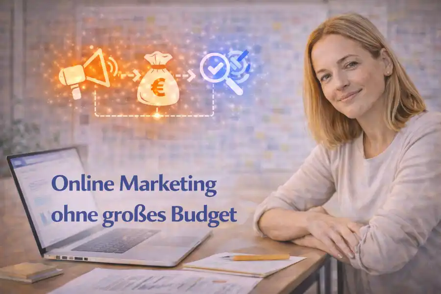 Symbolische Darstellung von Online Marketing mit begrenztem Budget