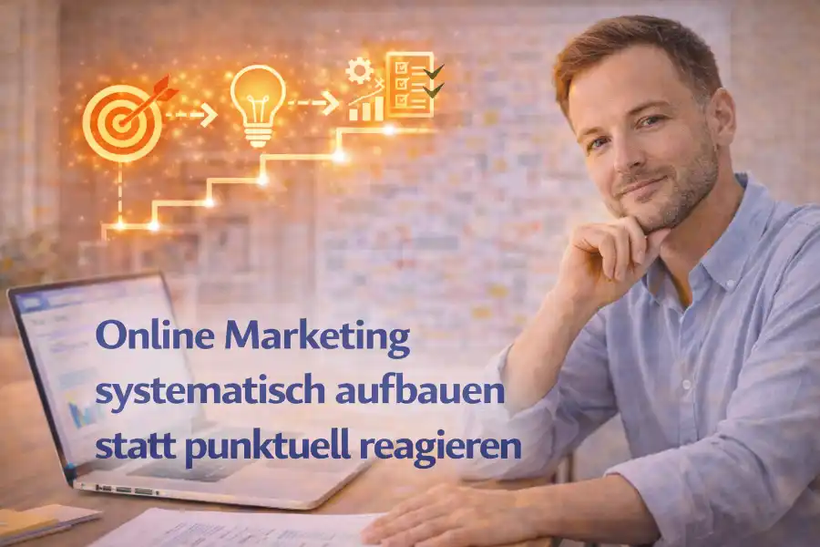 Symbolische Darstellung eines systematischen Online Marketing Aufbaus