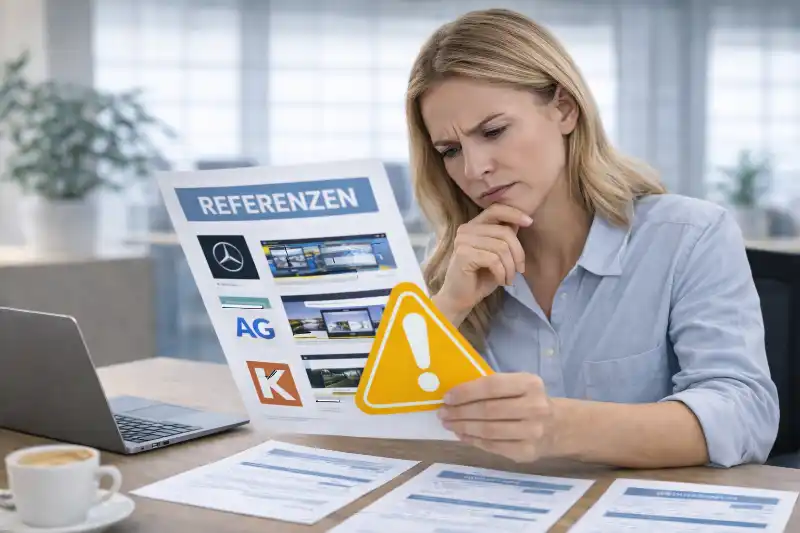 Unternehmer betrachtet Webdesign Referenzen kritisch