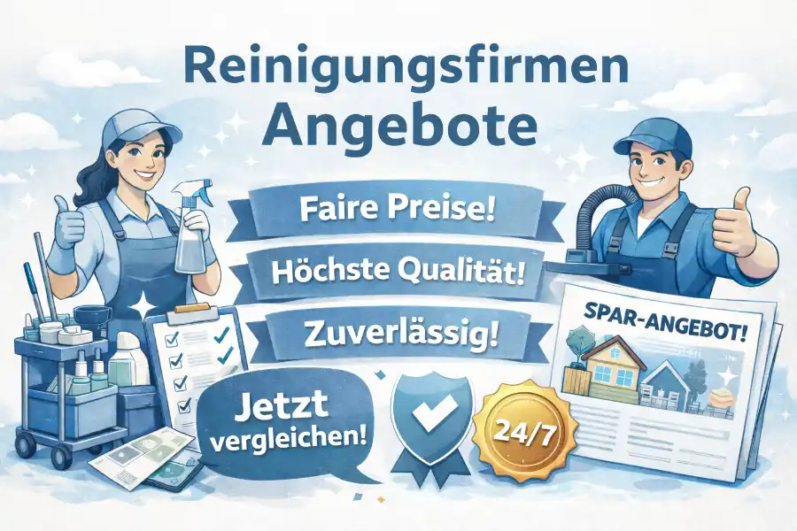 Illustration Reinigungsfirmen Angebote vergleichen und passende Reinigungsfirma finden