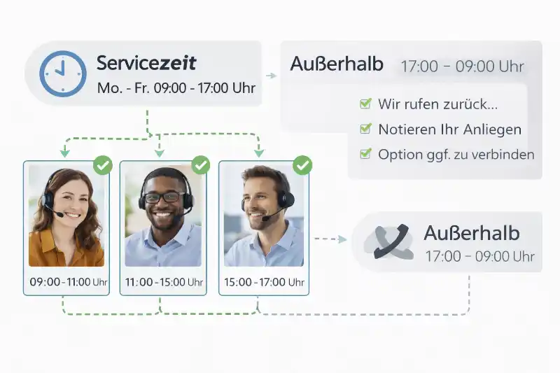 Klare Servicezeiten im Telefonservice strukturiert dargestellt