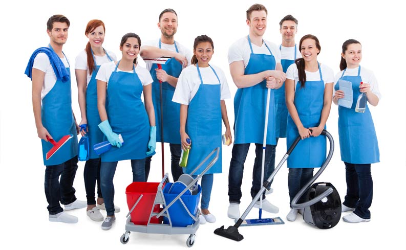 Das team einer Reinigungsfirma sorgt rundum für professionelle Sauberkeit