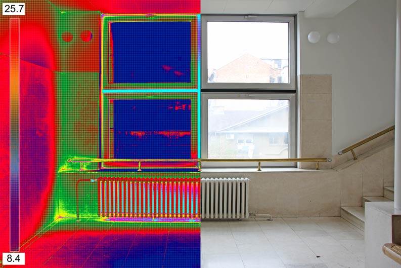 Energieberater messen den Wärmeverlust bei Gebäuden
