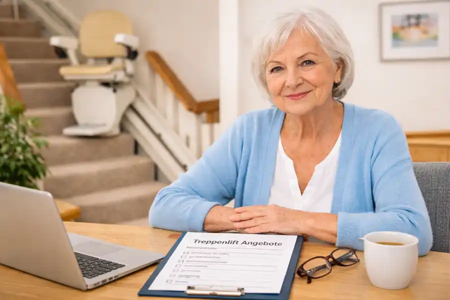 Person füllt eine Anfrage für Treppenlift Angebote aus
