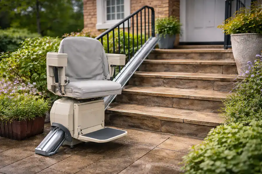 Treppenlift an einer Außentreppe