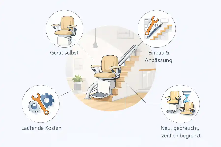 Kostenfaktoren eines Treppenlifts übersichtlich dargestellt