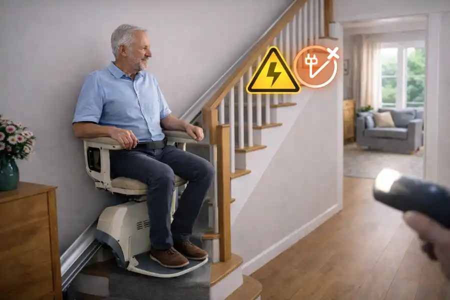 Treppenlift im Wohnhaus bei Stromausfall