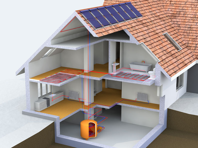 Wärmepumpe mit Solarthermie kombiniert