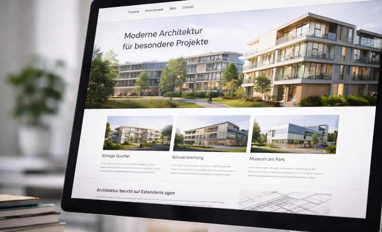 Architekten-Website mit Projektübersicht in moderner, reduzierter Gestaltung