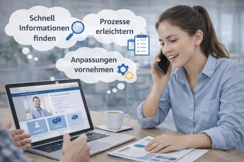 Unternehmer nutzt seine Website im Arbeitsalltag