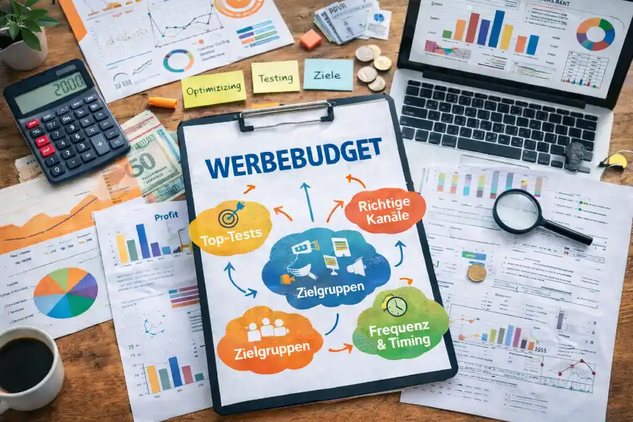 Optimierung eines Werbebudgets anhand von Diagrammen, Analysen und Planung
